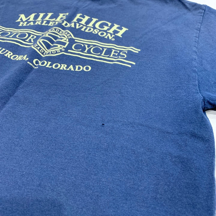 ハーレーダビッドソン Harley-Davidson Tシャツ MILE HIGH 紺 メンズM