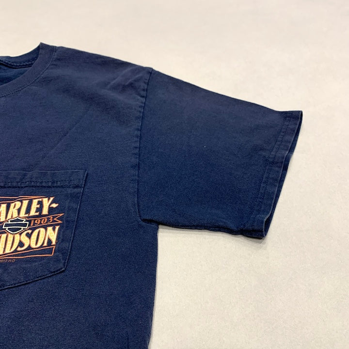 ハーレーダビッドソン Harley-Davidson Tシャツ MILE HIGH 紺 メンズM