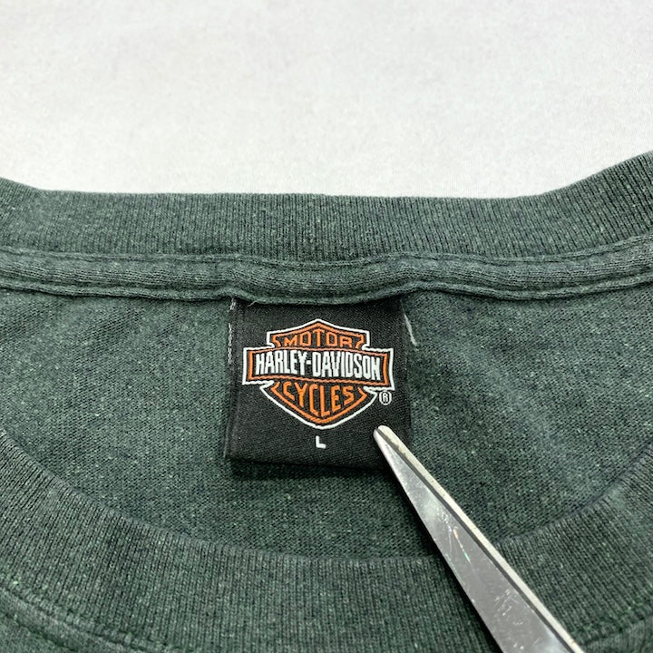 ハーレーダビッドソン Harley-Davidson Tシャツ USA製 COX'S カーキ メンズL