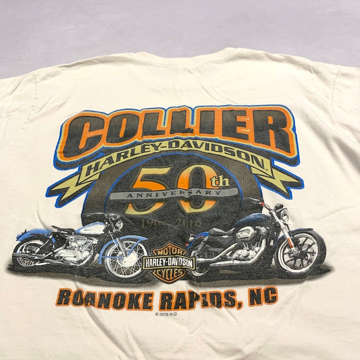ハーレーダビッドソン Harley-Davidson Tシャツ USA製 COLLIER 白 メンズL