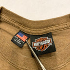 ハーレーダビッドソン Harley-Davidson Tシャツ USA製 刺繍ロゴ 黒 メンズL