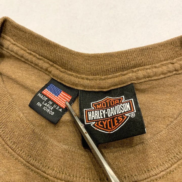 ハーレーダビッドソン Harley-Davidson Tシャツ USA製 刺繍ロゴ 黒 メンズL