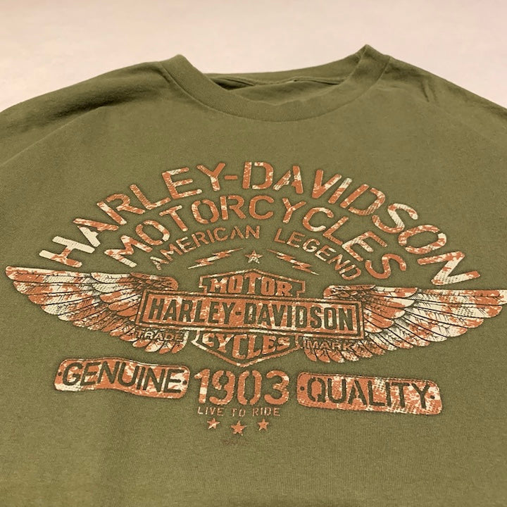 ハーレーダビッドソン Harley-Davidson ロンT スモーキーマウンテン カーキ メンズ3XL