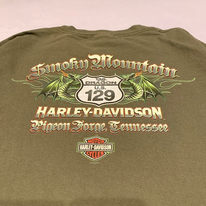 ハーレーダビッドソン Harley-Davidson ロンT スモーキーマウンテン カーキ メンズ3XL