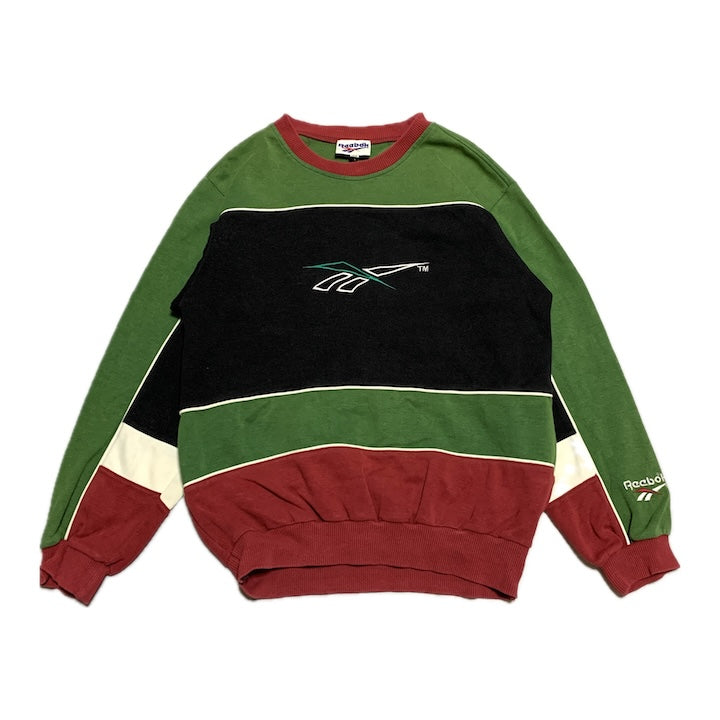 90s リーボック 古着 スウェット 刺繍ロゴ グリーン L