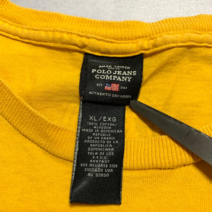 ポロジーンズカンパニー 古着 ロンT イエロー ビッグロゴ XL