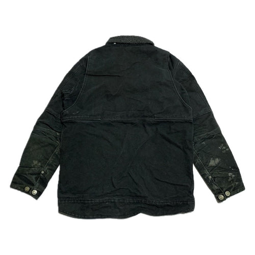 カーハート 古着  ダックジャケット 襟ボア ブラック 企業ロゴ S