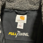 カーハート 古着  ダックジャケット 襟ボア ブラック 企業ロゴ S