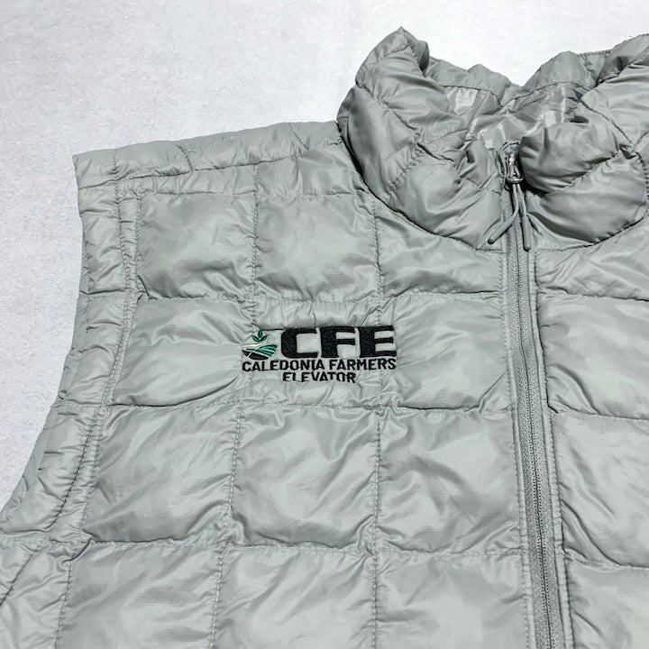 ザノースフェイス 古着  ダウンベスト 薄手 ライトグレー 企業ロゴ XL