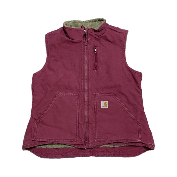 カーハート 古着  ダックベスト ピンク 裏地ボア レディースL