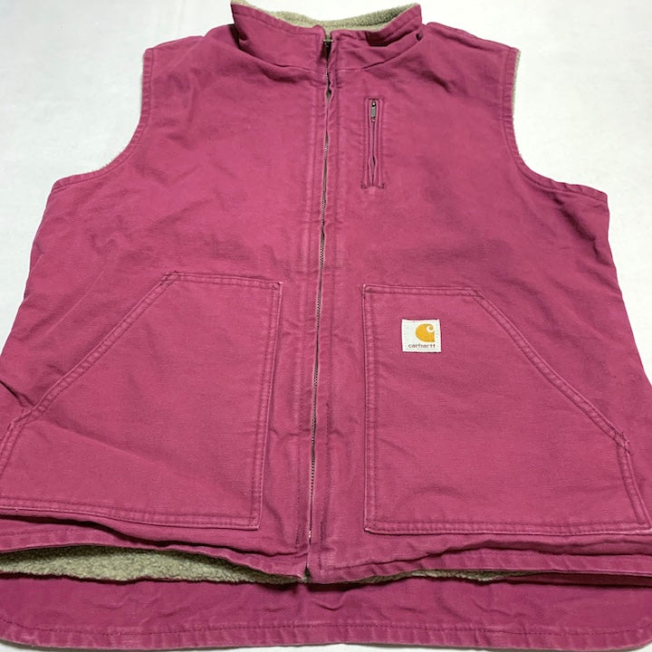 カーハート Carhartt ダックベスト ピンク 裏ボア レディースL
