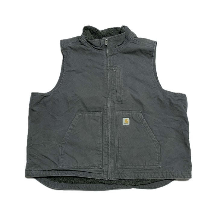 カーハート 古着  ダックベスト グレー 裏地ボア XXL