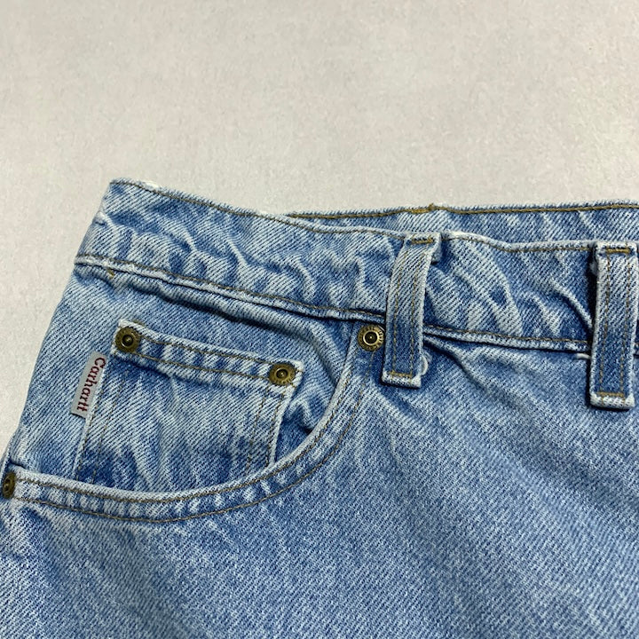 カーハート Carhartt デニム スカイブルー 革パッチ W44 L30 メンズ
