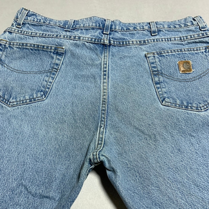 カーハート Carhartt デニム スカイブルー 革パッチ W44 L30 メンズ