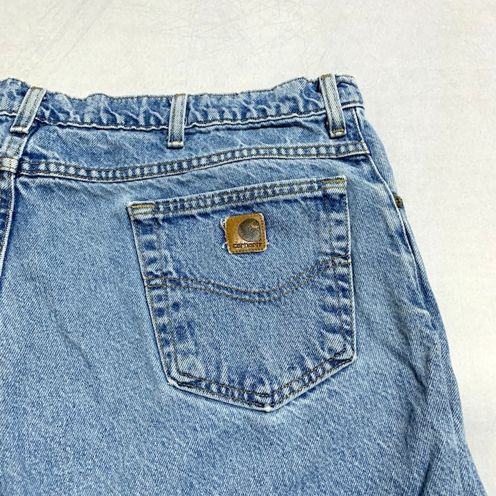 カーハート Carhartt デニム スカイブルー 革パッチ W44 L32 メンズ