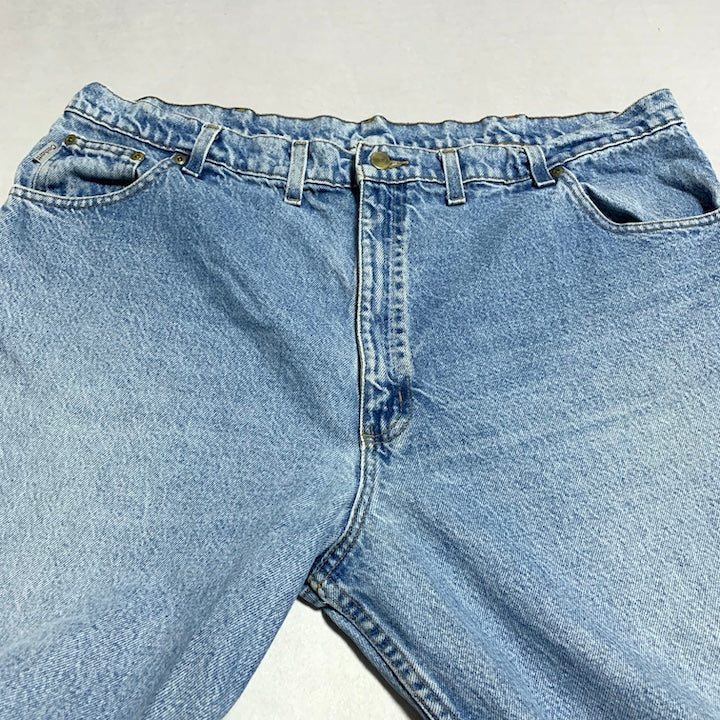 カーハート Carhartt デニム スカイブルー 革パッチ 推定W44 L32 メンズ