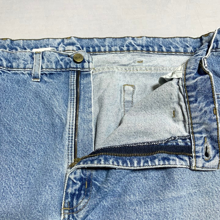 カーハート Carhartt デニム スカイブルー 革パッチ 推定W44 L32 メンズ