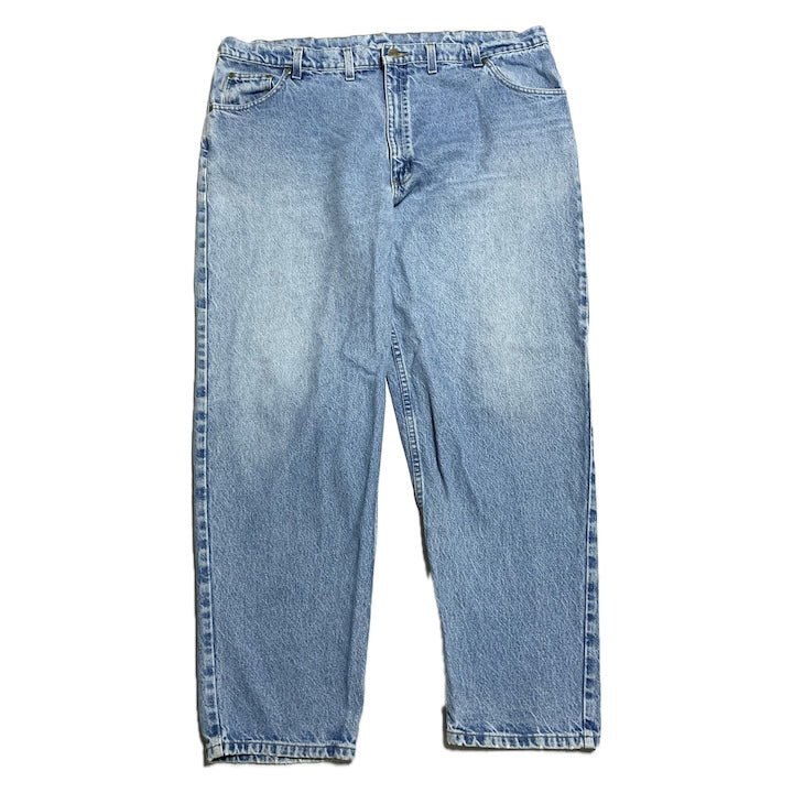 カーハート Carhartt デニム スカイブルー 革パッチ 推定W44 L32 メンズ