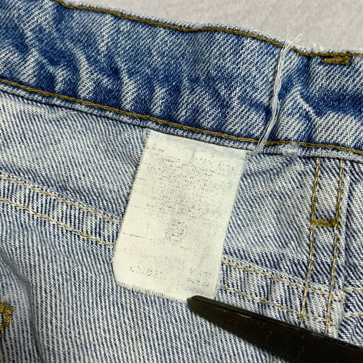カーハート Carhartt デニム スカイブルー 革パッチ 推定W44 L32 メンズ