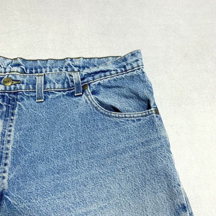 カーハート Carhartt デニム スカイブルー 革パッチ 推定W44 L32 メンズ