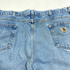 カーハート Carhartt デニム スカイブルー 革パッチ 推定W44 L32 メンズ