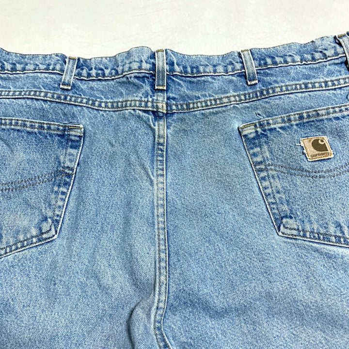 カーハート Carhartt デニム スカイブルー 革パッチ 推定W44 L32 メンズ