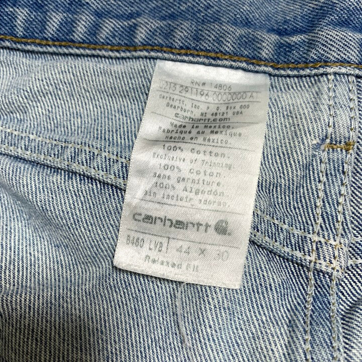 カーハート Carhartt デニム メキシコ製 スカイブルー 革パッチ W44 L30 メンズ