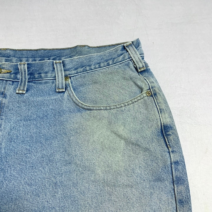 カーハート Carhartt デニム メキシコ製 スカイブルー 革パッチ W44 L30 メンズ