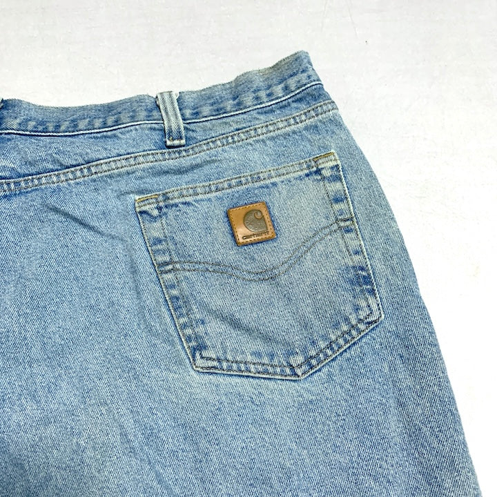 カーハート Carhartt デニム メキシコ製 スカイブルー 革パッチ W44 L30 メンズ