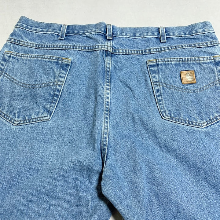 カーハート Carhartt デニム メキシコ製 スカイブルー 革パッチ  W42 L30 メンズ