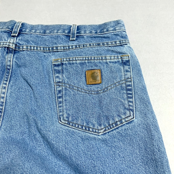 カーハート Carhartt デニム メキシコ製 スカイブルー 革パッチ  W42 L30 メンズ