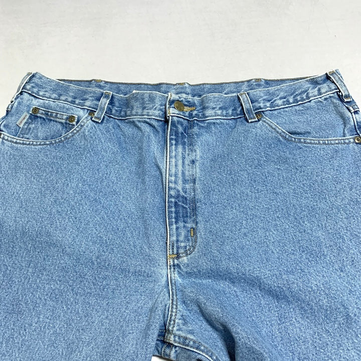 カーハート Carhartt デニム メキシコ製 スカイブルー 革パッチ  W42 L30 メンズ