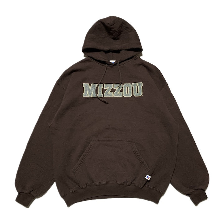 ラッセル Russell Athletic パーカー 90s カレッジ ミズーリ大学 ブラウン メンズXL