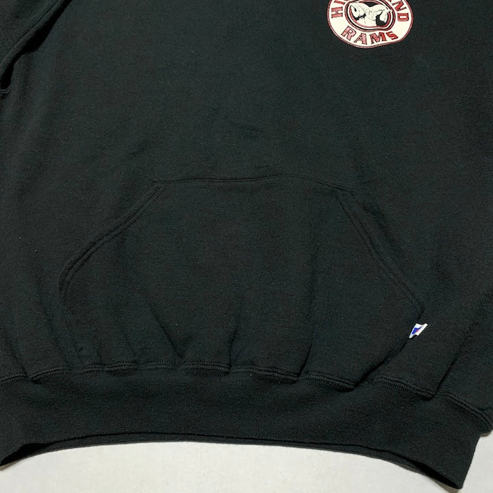 ラッセル Russell Athletic パーカー 90s USA製 ブラック フットボール メンズ2XL