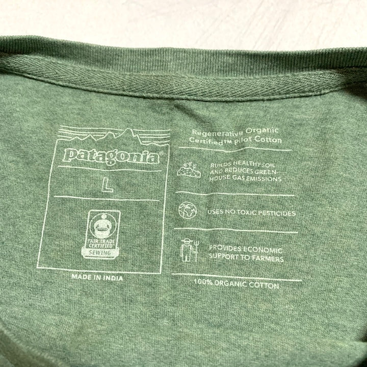 パタゴニア Patagonia Tシャツ ライトグリーン 無地 メンズL