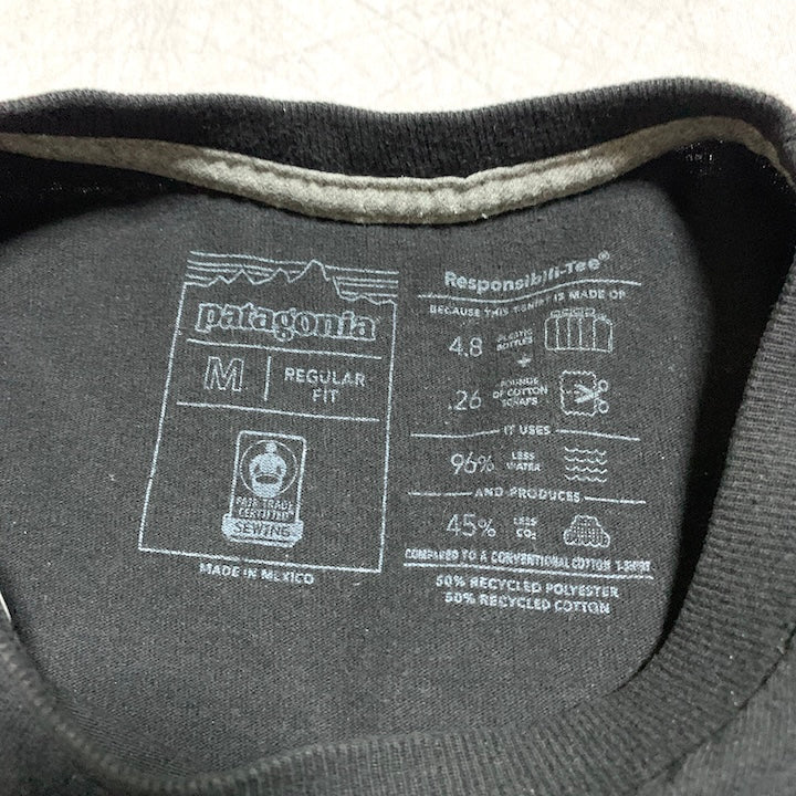 パタゴニア Patagonia Tシャツ メキシコ製 ブラック バックプリント メンズM