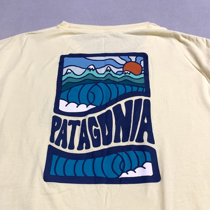パタゴニア Patagonia Tシャツ メキシコ製 ライトイエロー バックプリント メンズL