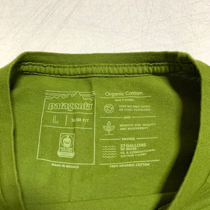 パタゴニア Patagonia Tシャツ メキシコ製 グリーン ロゴプリント メンズL