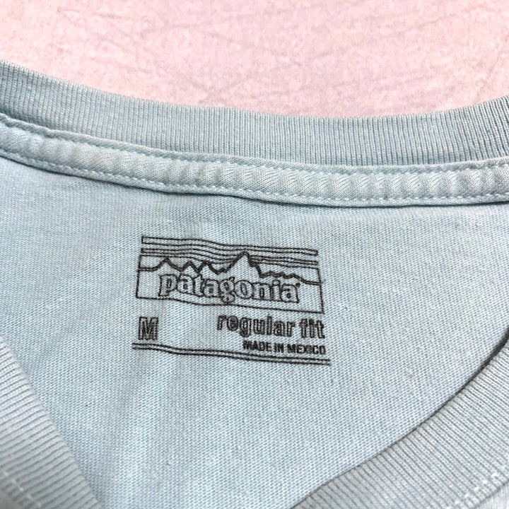 パタゴニア Patagonia Tシャツ メキシコ製 スカイブルー バックプリント メンズM