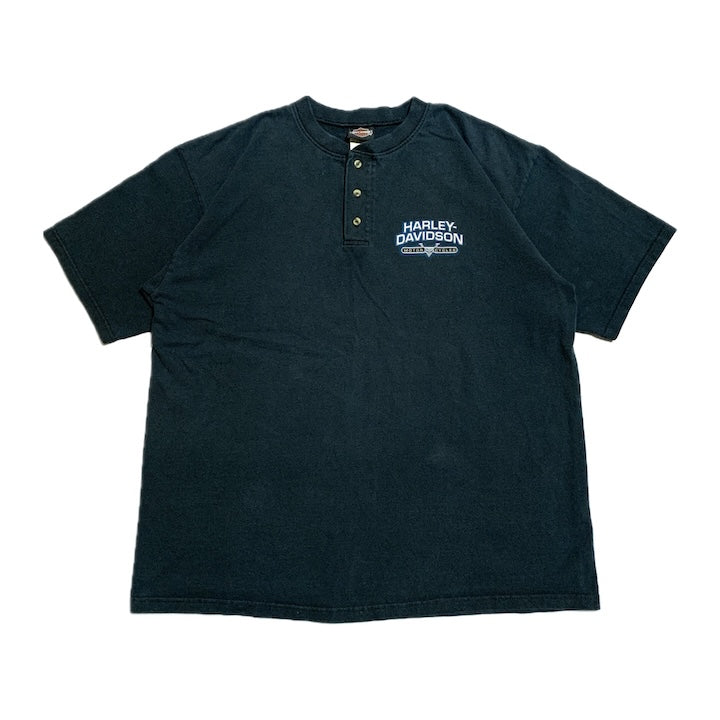 ハーレーダビッドソン Harley-Davidson Tシャツ ヘンリーネック シルバーデール メンズL
