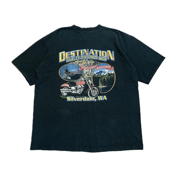 ハーレーダビッドソン Harley-Davidson Tシャツ ヘンリーネック シルバーデール メンズL
