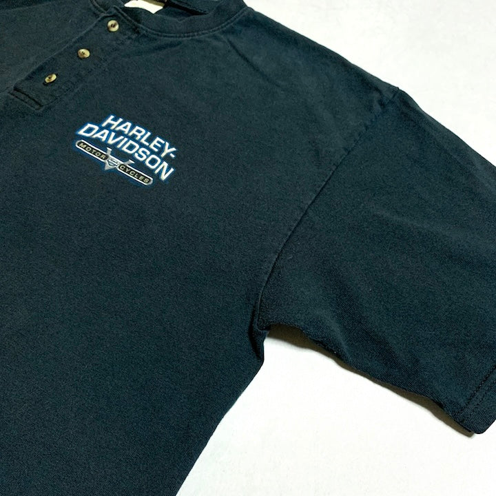 ハーレーダビッドソン Harley-Davidson Tシャツ ヘンリーネック シルバーデール メンズL