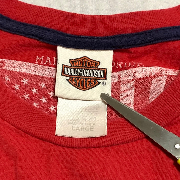 ハーレーダビッドソン Harley-Davidson Tシャツ USA製 ナンバーワン レッド メンズL
