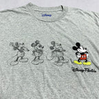 ディズニー Disney Tシャツ ミッキー 刺繍 グレー メンズL