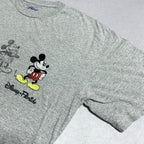 ディズニー Disney Tシャツ ミッキー 刺繍 グレー メンズL
