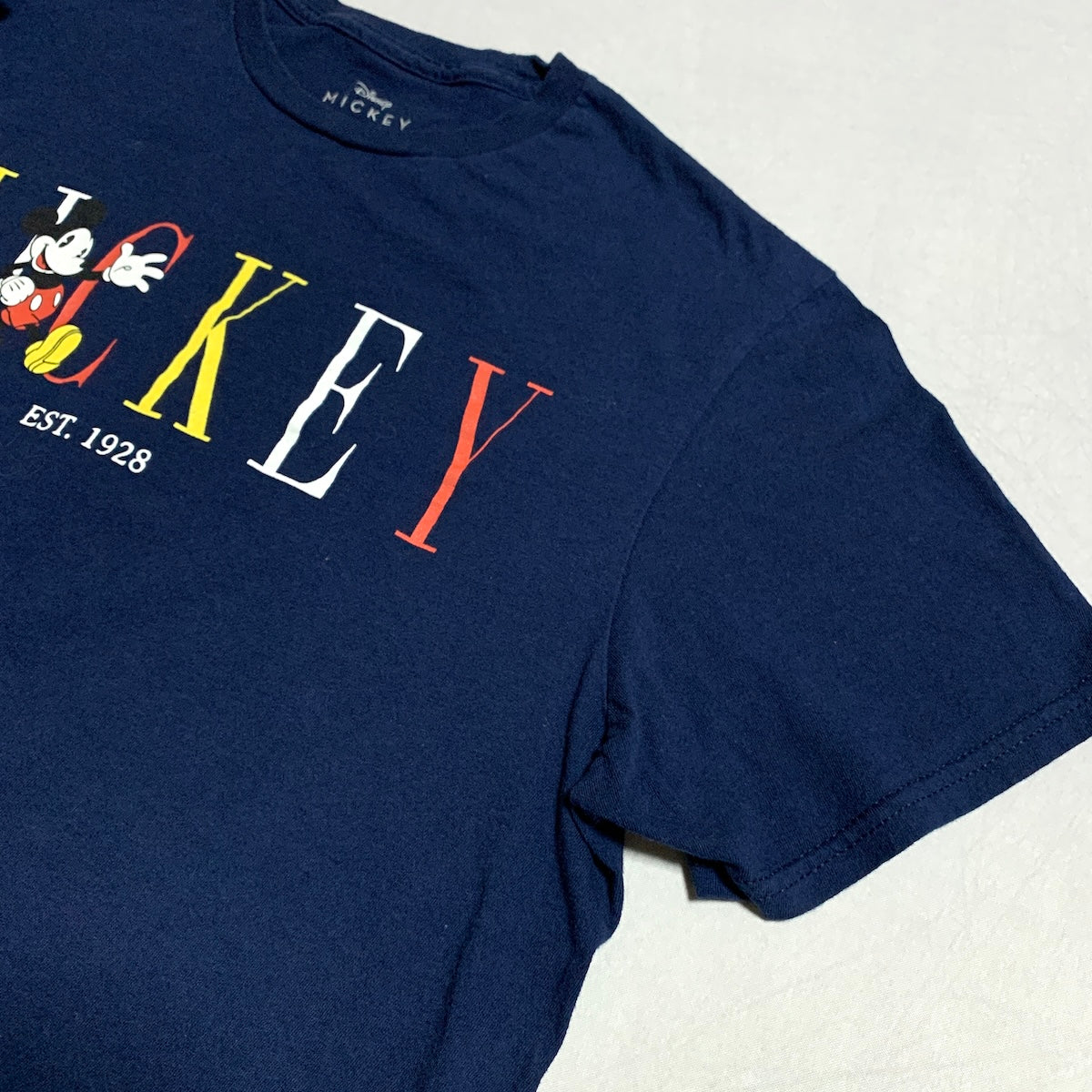 ディズニー Disney Tシャツ ミッキー ネイビー メンズM