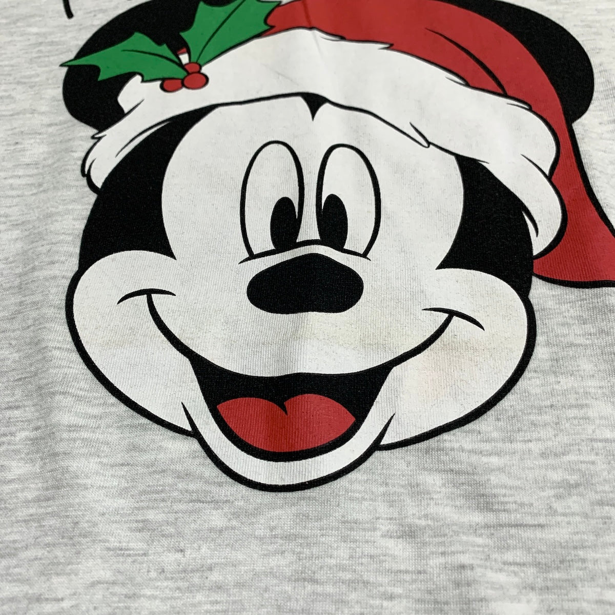 ディズニー Disney Tシャツ ミッキー クリスマス ライトグレー メンズXL