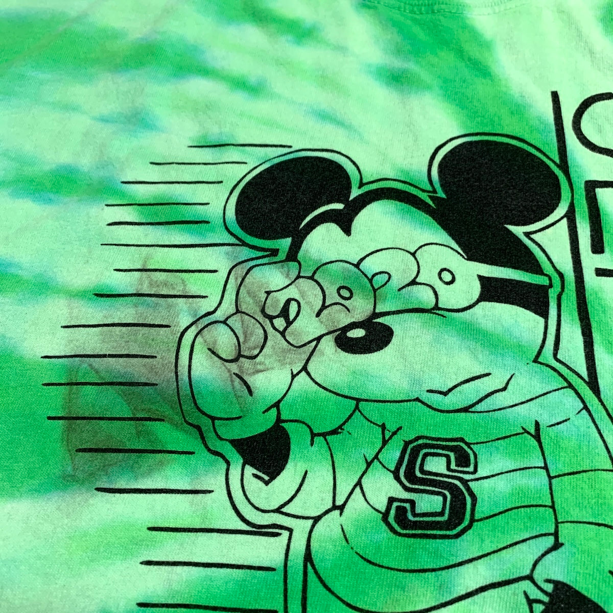 ディズニー Disney Tシャツ ミッキー タイダイ グリーン メンズM