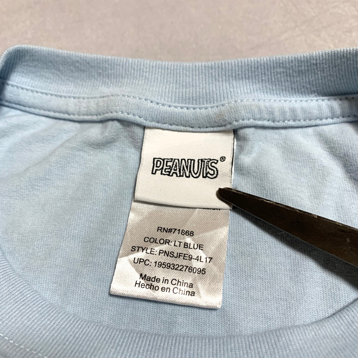 ピーナッツ PEANUTS Tシャツ スヌーピー 刺繍 ライトブルー メンズL