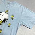 ピーナッツ PEANUTS Tシャツ スヌーピー 刺繍 ライトブルー メンズL